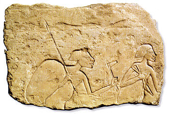 2 soldiers with spear and battle axe carving